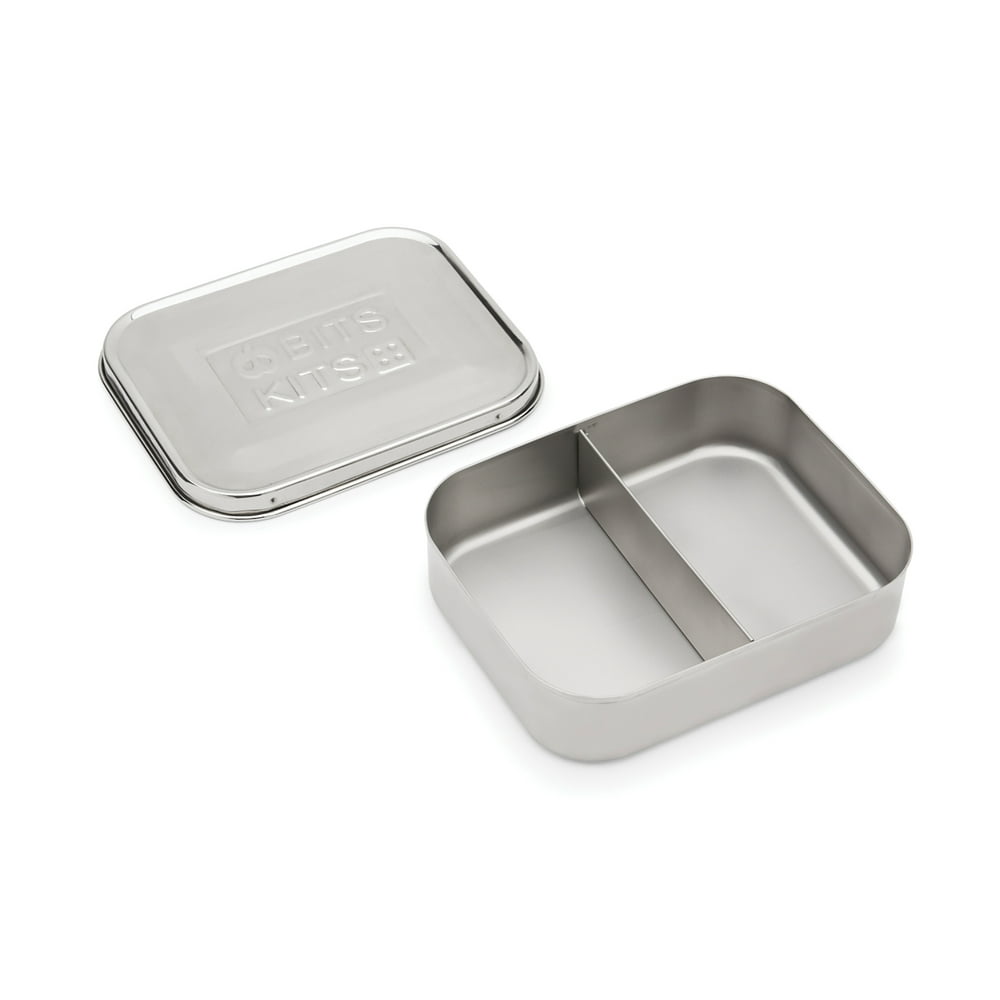 Stainless Steel Snack Container and Lid with 2 Sections