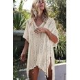 thumbnail image 2 of Cover Ups y pareos, traje de baño para mujer con espalda abierta, vestido de bikini de encaje de ganchillo, color beige, 2 of 5