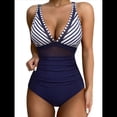 thumbnail image 3 of Traje de Baño de con Control de Abdomen para Mujer, Push Up, Cintura Alta. Azul y Rayas XXL, 3 of 9