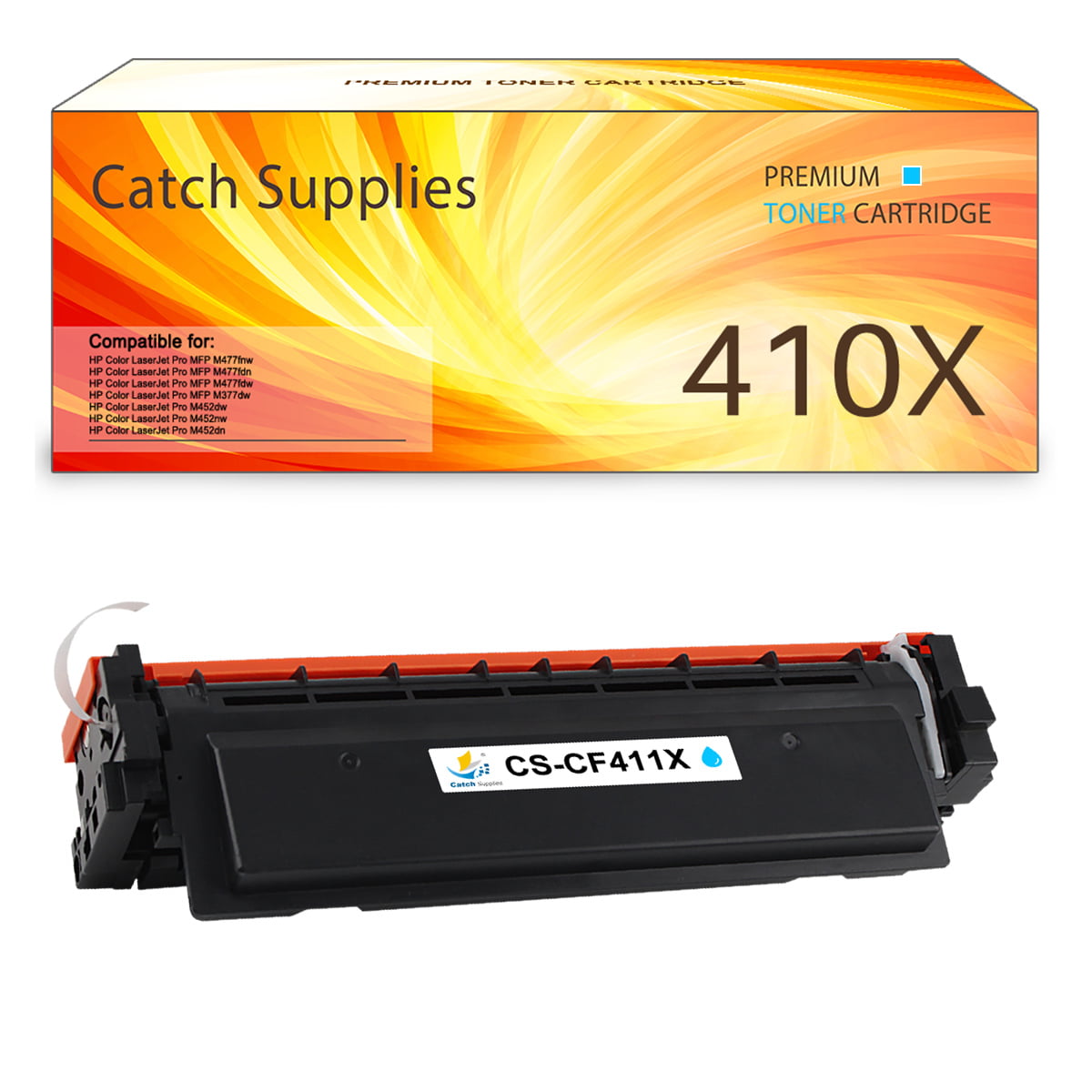 Kirkestol nå ting Catch Supplies Compatible Toner for HP 410X CF411X Color Laserjet Pro MFP  M477fnw M477fdw M477fdn M452dn M452dw M452nw M377dw Printer Ink (Cyan,  1-Pack) - Walmart.com
