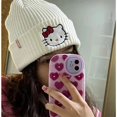 thumbnail image 2 of Sanrio-gorro de punto de felpa Kawaii Kuromi Cinnamoroll, Hello Kitty Stuff, Hello Kitty Y2k, lindo gorro de punto cálido para niña, regalo de invierno, nuevo, 2 of 4