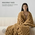 thumbnail image 3 of EVERGRACE Luxurious Soft Faux Rabbit Fur Throw Blanket, Cozy Fuzzy Plush Warm Throws for Couch Bed Sofa Chair Home Decor, Ruched Bubble Fluffy Blanket with Reversible Velvet, 50"" x 60"", Camel, 3 of 8