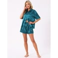 thumbnail image 2 of DARING DIVA Pajama Satin Oversize Casual Button Down Point Collar Set XL Blue, 2 of 7
