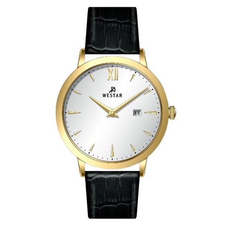 Westar Profile Leather Strap Silver Dial Quartz 50214GPN107 Men's Watch
