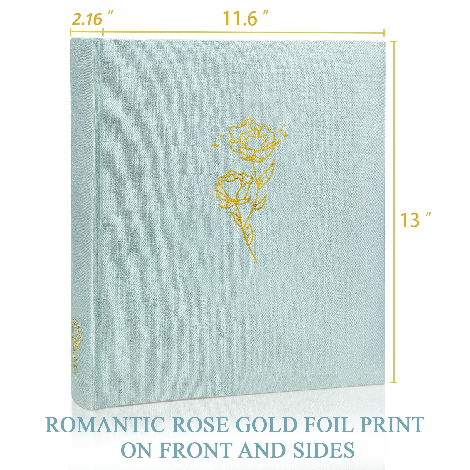 Customizable Scrapbook Album with Writing Space - Acid-Free 11.6 x 13 Inch Photo Album for Weddings, Baby, Graduation - Holds 3x5 to 8x10 Photos & Mementos (Blue)