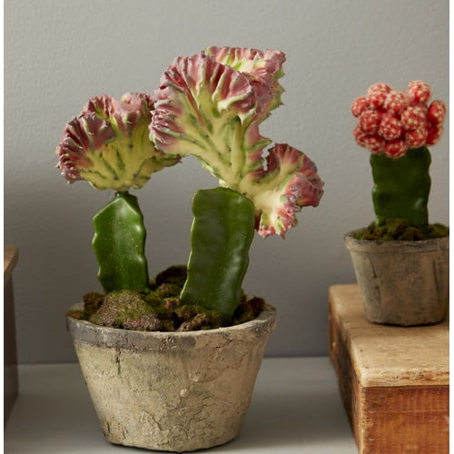 Nearly Natural 2 Piece Colorful Cactus Garden Set In Pot Walmart Com Walmart Com