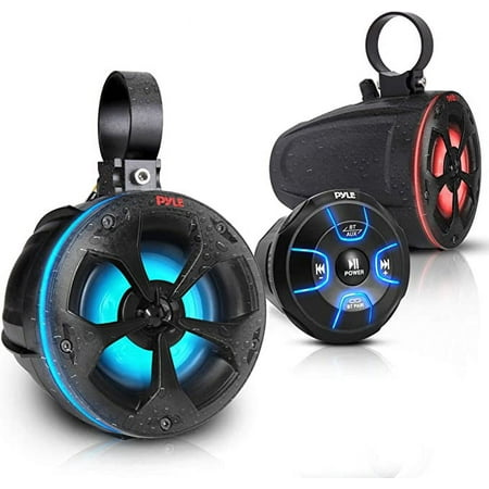 Pyle 2-Way Waterproof Off Road Speakers 4 800W Passive Marine Grade Wakeboard Tower RGB Speakers