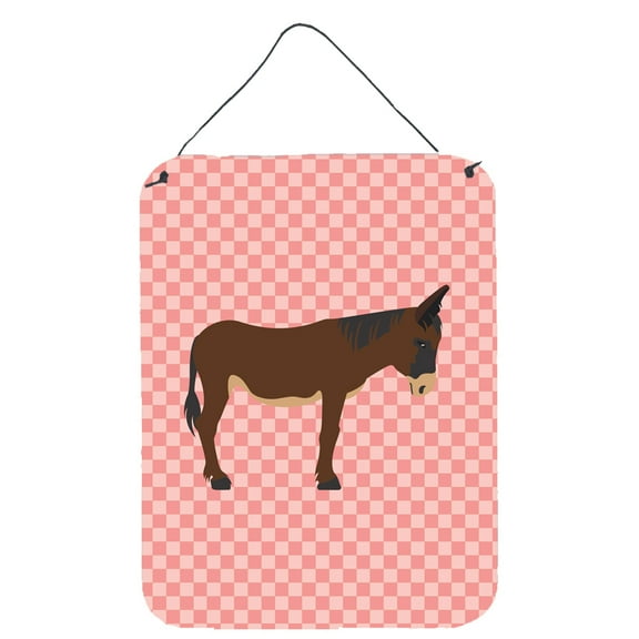 Carolines Treasures BB7853DS1216 Zamorano-Leones Donkey Pink Check Wall or Door Hanging Prints