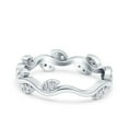 thumbnail image 3 of Simulated Cubic Zirconia Size-5 Leaf Eternity Ring Wedding Engagement Band 925 Sterling Silver, 3 of 7