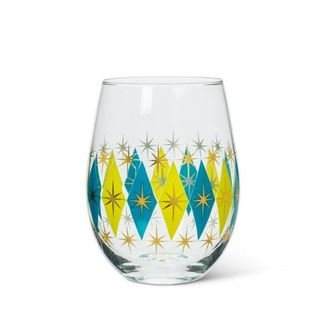 

5 in. Diamond Stemless Wine Glass Green & Blue
