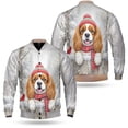 thumbnail image 3 of Playful Cavalier King Charles Spaniel Welcomes Winter Snowy Day with Cardinal Bird All Over Print 3D Baseball Jacket Dog Lover Gifts Bomber Jacket Softball - 12017, 3 of 6