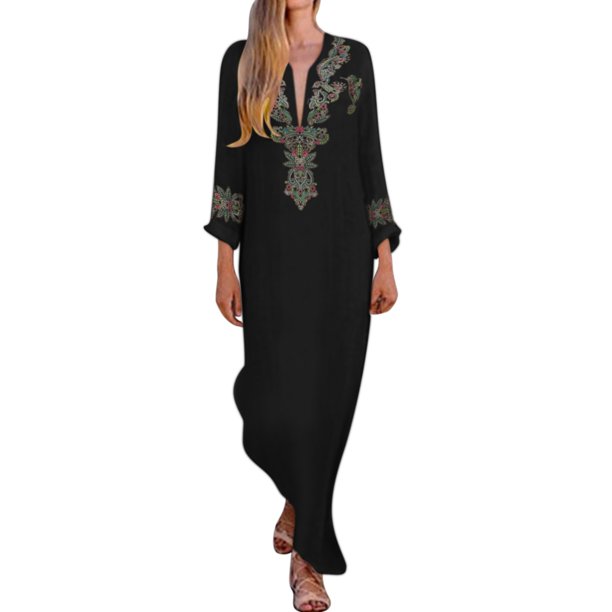 Formal Dress for Older Women Women Casual Boho Fashion Print Dress V