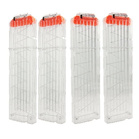 BOROLA 4 Pack 18-Darts Quick Reload Magazine Clips Compatible for NERF Elite Blasters Soft Dart Clip for Toy Gun(Transparent)