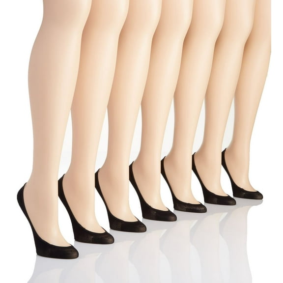 MeMoi Women's 7 Pair Pack Nylon Mesh No Show Liner Socks - Womens - Female, One Size, Black