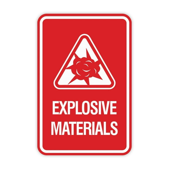 Signs ByLITA Portrait Round Explosive Materials Sign (Red) - Large