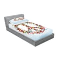 thumbnail image 2 of Ambesonne Colorful Fitted Sheet & Pillow Sham Set, Peace Sign with Hearts, Twin, Multicolor, 2 of 2