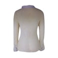 thumbnail image 4 of Sedceaty Women's Long Sleeve Lapel Shirt, Solid Color Single-Breasted See-Through Lace Patchwork Irregular Hem Casual Tops, 4 of 6