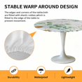 thumbnail image 2 of Elastic Fitted Round Tablecloth, Eucalyptus Leaves Waterproof Stretch Table Cover for 36"-44" Tables, Daisy Spring Floral Botanical Wooden Washable Outdoor Tablecloths for Patio, Picnic, Camping, 2 of 9