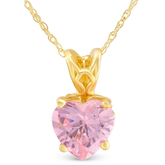 Pompeii 7mm Women's Heart Pendant in Pink Topaz 14k White, Rose, or Yellow Gold Necklace