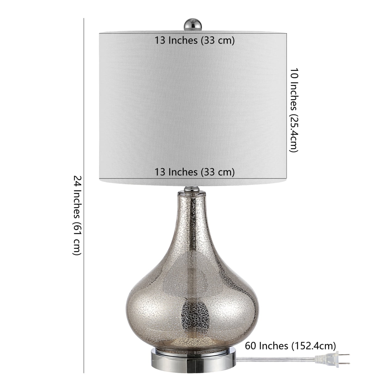 SAFAVIEH Brooks 24 in. Modern Glass Table Lamp, Silver