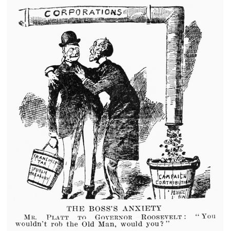 Teddy Roosevelt Cartoon NThe BossS Anxiety Mr Platt To Governor Roosevelt You WouldnT Rob The Old Man Would You Senator Thomas Collier Platt Fears The Possibility Of Corporate Campaign Contributions
