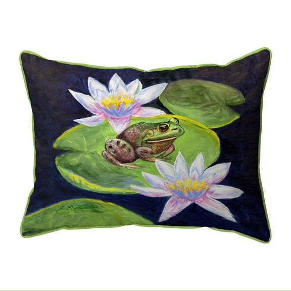 Betsy Drake Interiors Frog & Lily Small Indoor/Outdoor Pillow 11x14