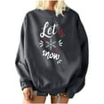thumbnail image 4 of Floleo Clearance Fall Clothes For Women Women Christmas Print Loose O-Neck Long-Sleeved Fleece Oversized Sweatshirt Pullover Gray, 4 of 8