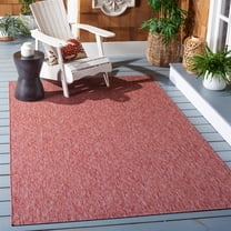 Safavieh Courtyard Mitre Geometric Indoor/Outdoor Area Rug, Red/Red, 5'3" x 5'3" Square