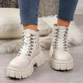 thumbnail image 5 of Wensltd Women's Short Boots Round Toe Trendy Comfortable Chunky Heel Ankle Booties for Fall Winter White, 5 of 8