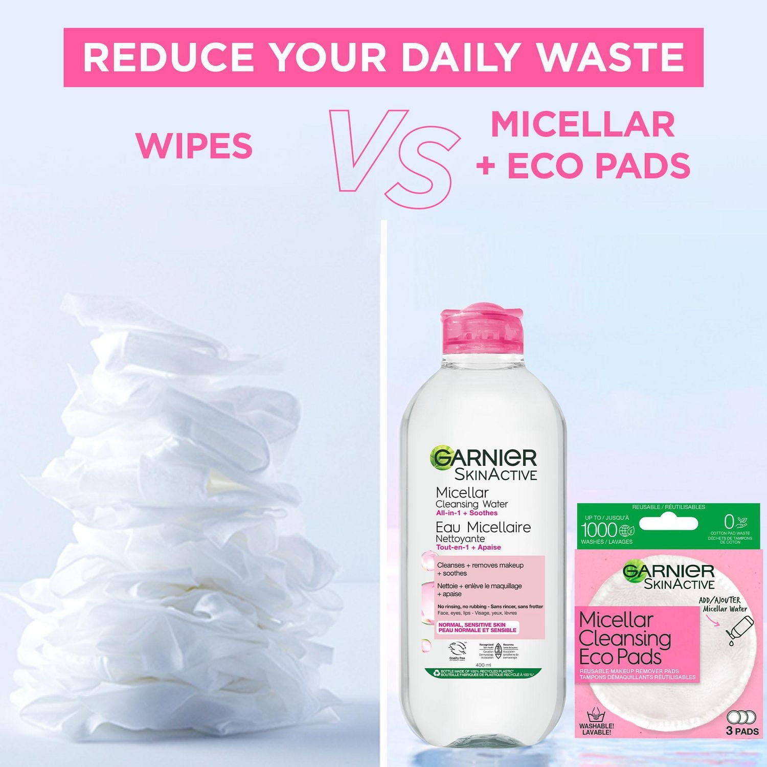 Garnier Eau nettoyante micellaire tout-en-un SkinActive de Garnier pour peau sensible  700 MLT Élimine le maquillage, nettoie, apaise<br>Aucun rinçage, aucun frottement