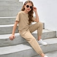thumbnail image 6 of WELOIJEVBE Girls Summer Clothes Sets Casual Short Sleeve T-Shirt and Pants for Child Girls Girls Size Clothes 6-7 Years, 6 of 6