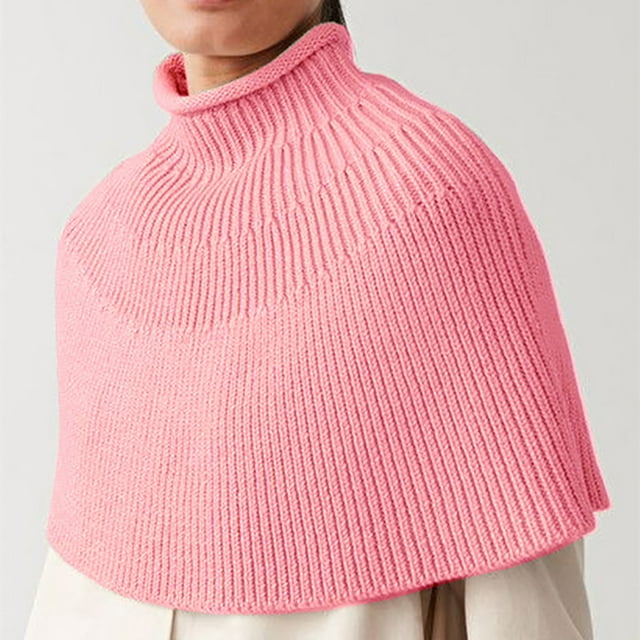 Cape Châle en Tricot Automne Hiver pour Femmes avec Col Roulé, Manteau Tricoté à la Taille pour Mode Décontractée