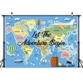 thumbnail image 4 of Let The Adventure Begin Backdrop, Adventure Awaits Travel Themed World Map Photography Background, Graduation Birthday Baby Shower Party Decorations Backdrop Photo Booth Studio Props 7x5ft, 4 of 5