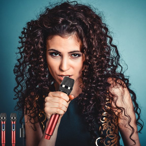 ZFYXGS Wireless Microphone Household Karaoke 2 Pack Outdoor Audio TV Singing KTV Karaoke Meeting Performance Microphone