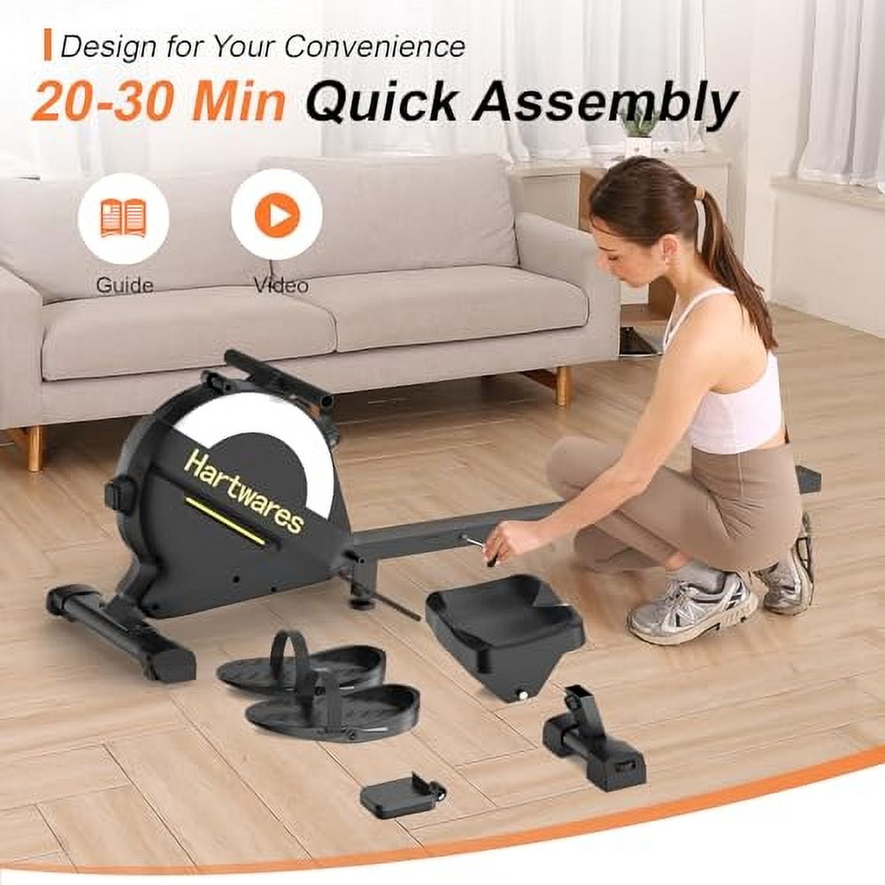 Rowing Machines for Home,Hartwares Magnetic Rowing Machine with 77lbs High Resistance Rowing Machine,16 Levels of Quiet Resistance,Rower Machine for Home Row Machine,App Compatible,LCD Monitor