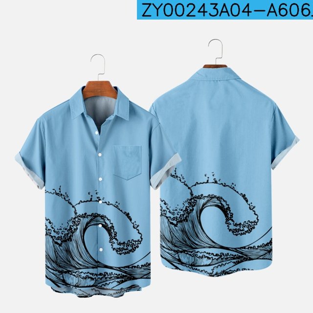 2022 Summer Short Sleeve Shirts Original Risk Free Summer Print Shirts Ethnic Trend Men's Tops 015
