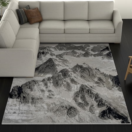 HomeRoots 616881 7 x 10 ft. Black & Silver Abstract Rectangle Area Rug