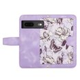 thumbnail image 6 of Allytech for Google Pixel 7 Wallet Case, Premium PU Leather Cards Slots Shoulder Strap Hand Wrist Fashion Floral Pattern Wallet Phone Case for Google Pixel 7 - Purple, 6 of 14