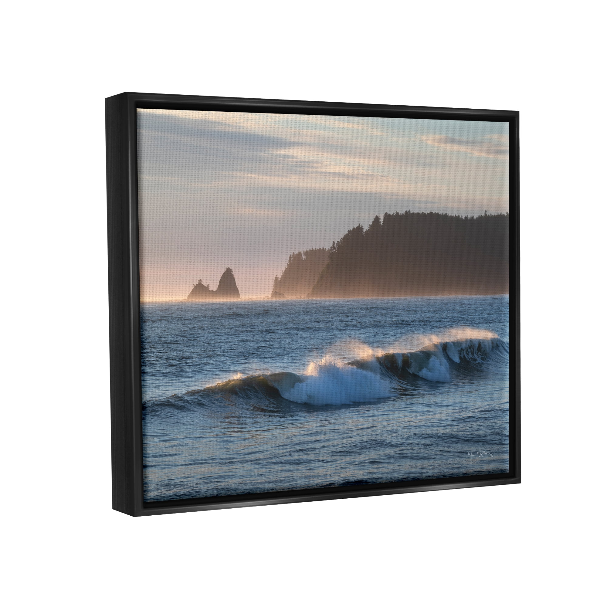 Stupell Industries Rolling Waves Photography Landscape Photography Black Floater Framed Canvas Art Print Wall Art, 21 x 17