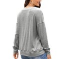 thumbnail image 4 of Jersey de mujer con botones, cuello redondo, manga larga, ajuste holgado, sudadera de color puro para la cita diaria de trabajo, gris XL, 4 of 6