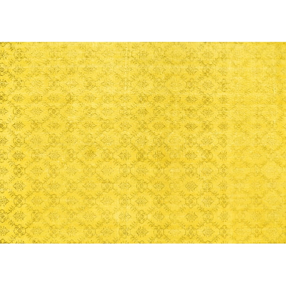 Ahgly Company Machine Washable Indoor Rectangle Abstract Yellow Contemporary Area Rugs, 2' x 4'