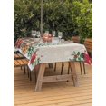 thumbnail image 2 of Outdoor Tablecloth with Umbrella Hole and Zipper, Christmas Cats Rectangle Table Cloth 60x84 Inch Waterproof Tablecloth, Xmas Tree Poinsettia Botanical Linen Texture Picnic Table Cover for Patio, 2 of 7