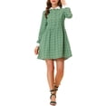thumbnail image 2 of INSPIRE CHIC Robe-Chemise à Carreaux pour Femme à Manches Longues Boutonnée à Col Pointu S Vert, 2 of 5