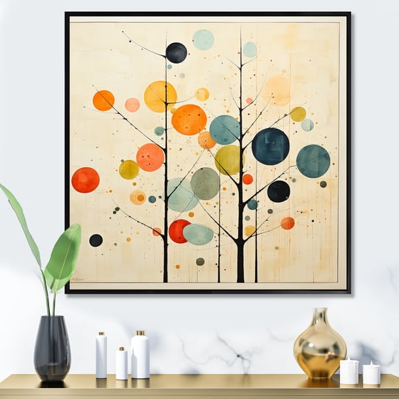 Designart "Minimalist Masterpiece in Beige Mid Century" Abstract Collages Floater Framed Canvas Print