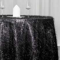 Efavormart 120" Black Metallic Fringe Shag Tinsel Round Polyester Tablecloth For Catering Wedding Party Decorations