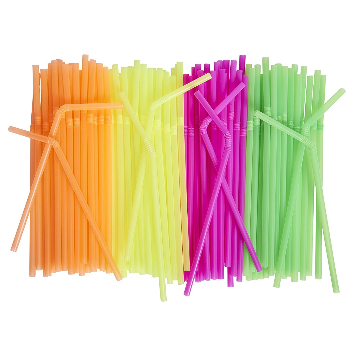 Neon Colored Drinking Straws (500Count) Flexible, Disposable Kid