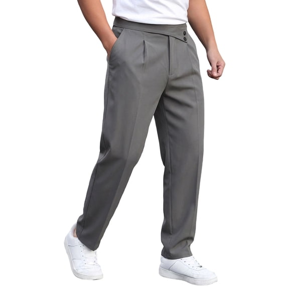 Yaoyar Men's Slacks Wide Leg Baggy Casual Dress Pants Expandable-Waist Lightweight Work Trousers with Pockets