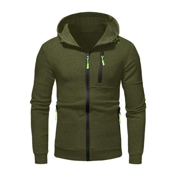 SNOWSONG Baggy Hoodie MenClearance! Mens Jacket Men's Fall and Winter Tops Slim Casual Soft Coat Long Sleeve Hooded Sweatshirt Jacket Zip up Hoodie Men Big and Tall Hoodie Army Green L