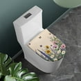 thumbnail image 2 of ZIATUBLES Floral Butterfly Print Washable Stretch Fabric Toilet Bowl Lid Cover with Elastic Edges Fits Round Oval Elongated Lids Bathroom Decor Accessories, 2 of 6