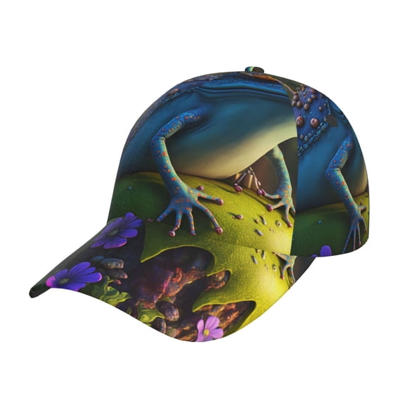 Easygdp Cute Blue Frog Baseball Cap with Adjustable Buckle – Lightweight, Breathable, Sweat-Absorbent Hat for Outdoor Activities, Sports, and Casual Wear